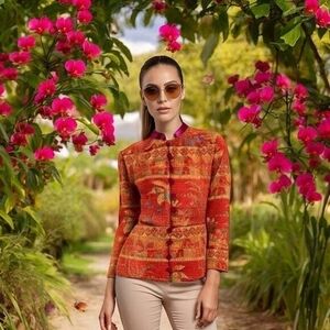 KAMARA by Maroti Ildiko Multicolor Quilted Jacquard Elephant Print Blazer S